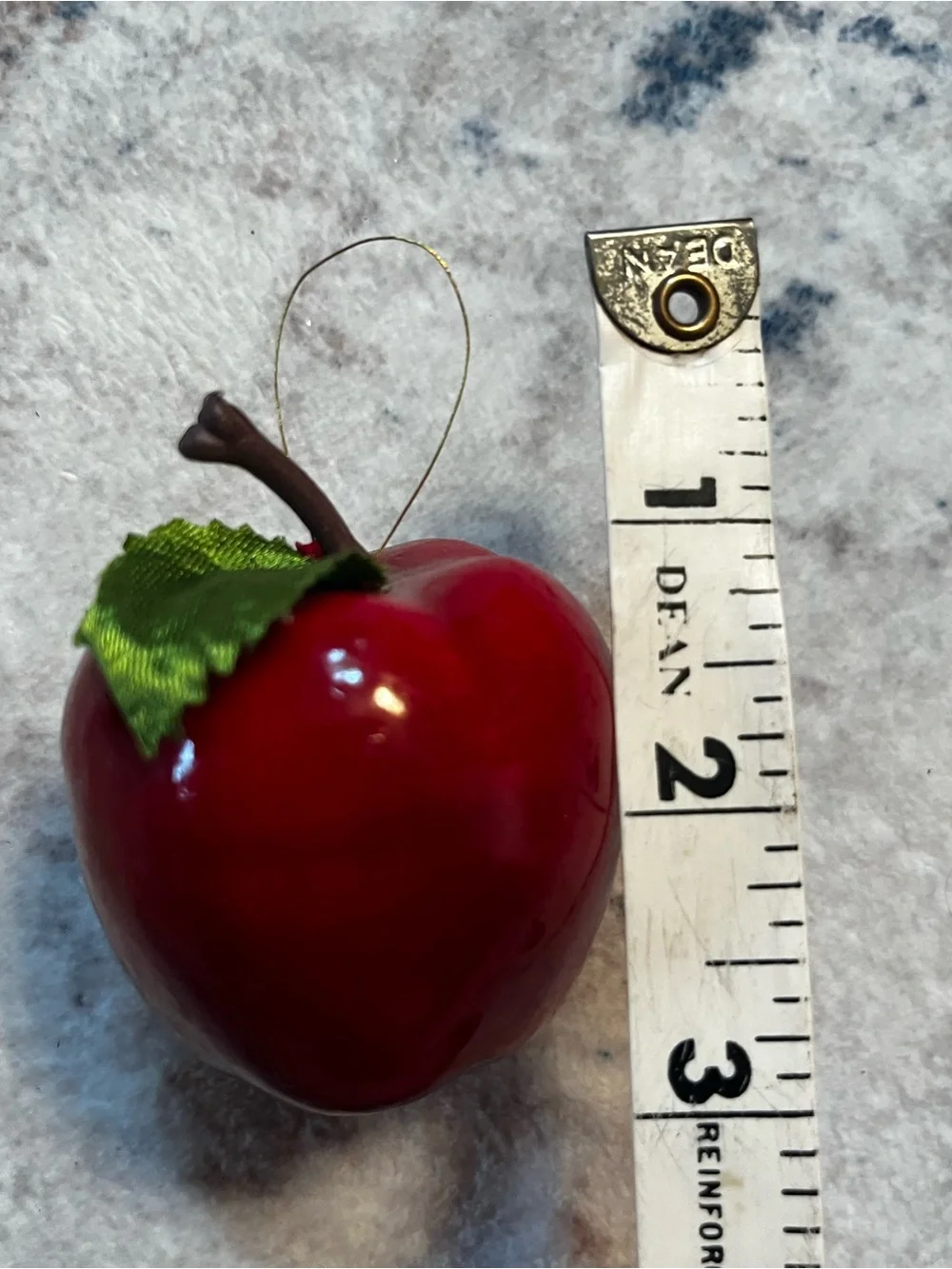 Vintage Red Apple Ornaments with Green Leaf, Gold Thread for hanging Bundle 36!